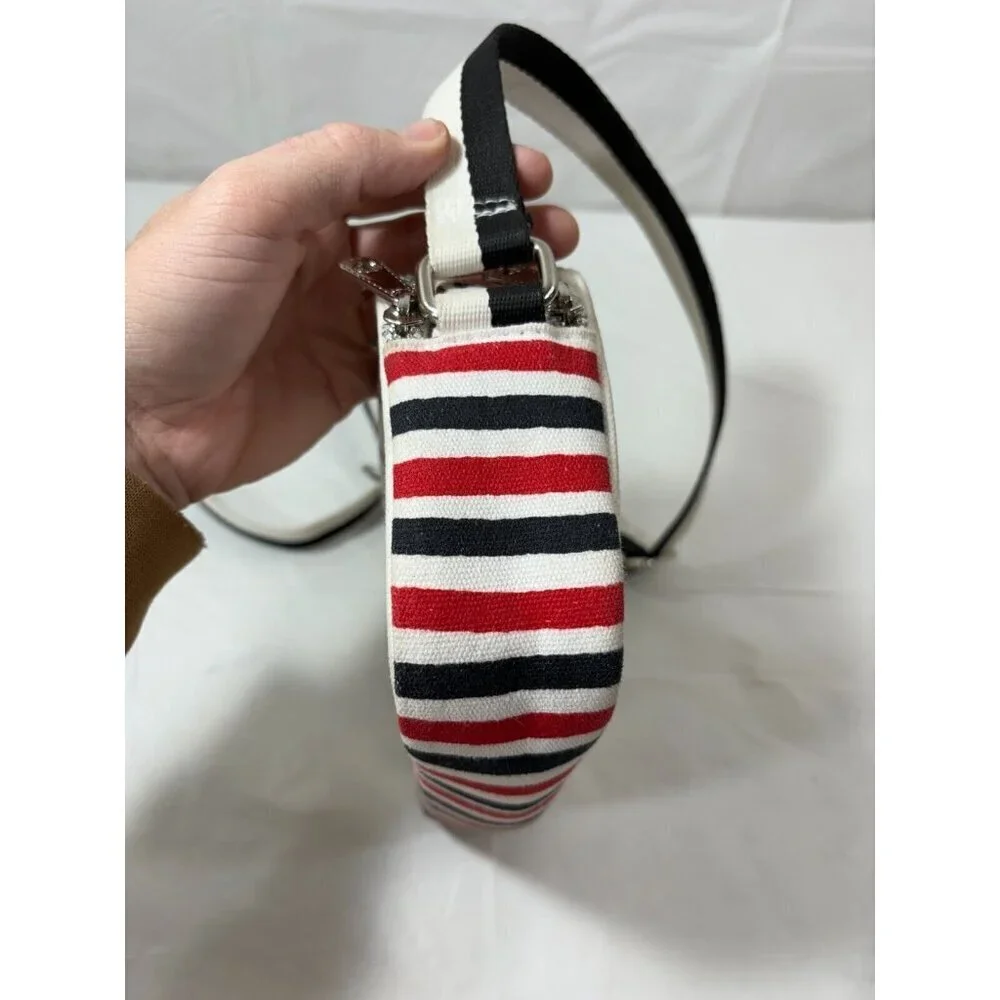 Brighton Love Scroll Cross Body Bag Canvas White Black Red Hearts